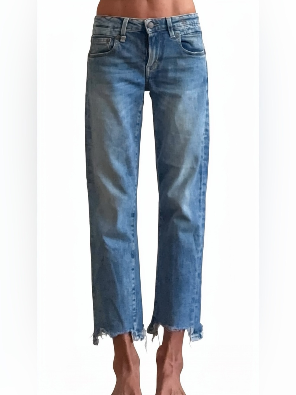 R13 Distressed Raw Hem Straight Leg Jeans – Size 25